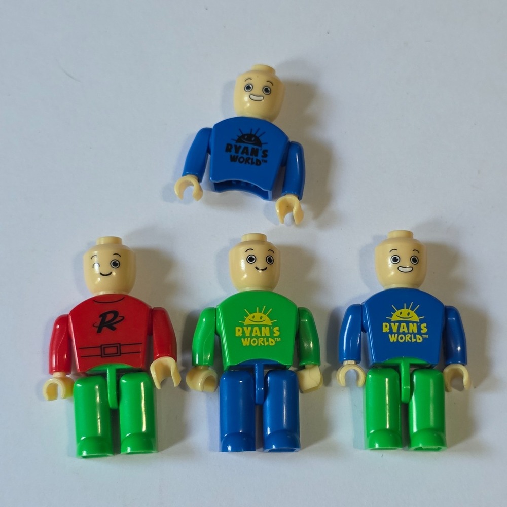 Ryan's World Minifigure Lot Replacement Figures Green Blue Red 4 Piece Toy Set